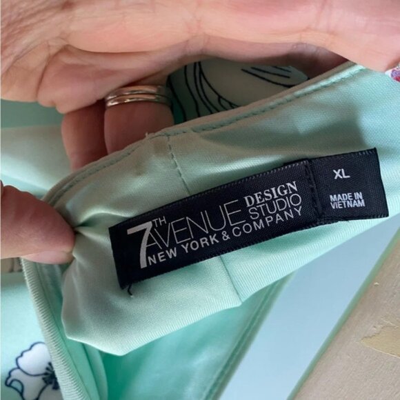 7th Avenue NY & Co Design Studio Midi Skirt 60s Mod Print Bodycon Scuba Size XL - Picture 4 of 4